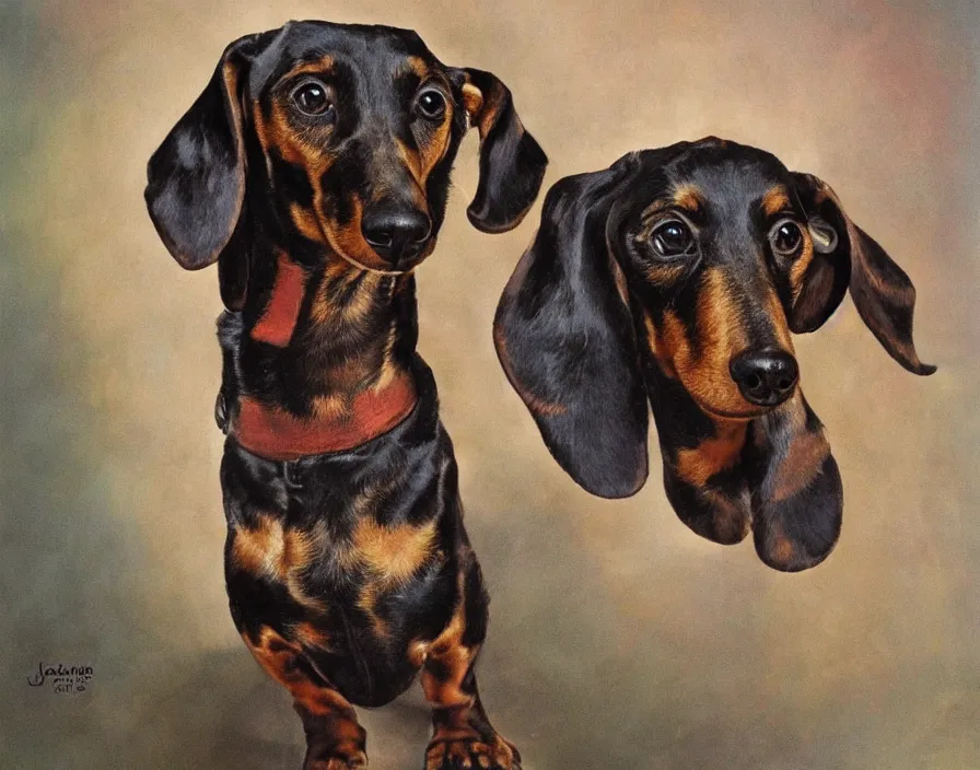 Prompt: Warhammer 40000 portrait of a dachshund by John Blanche