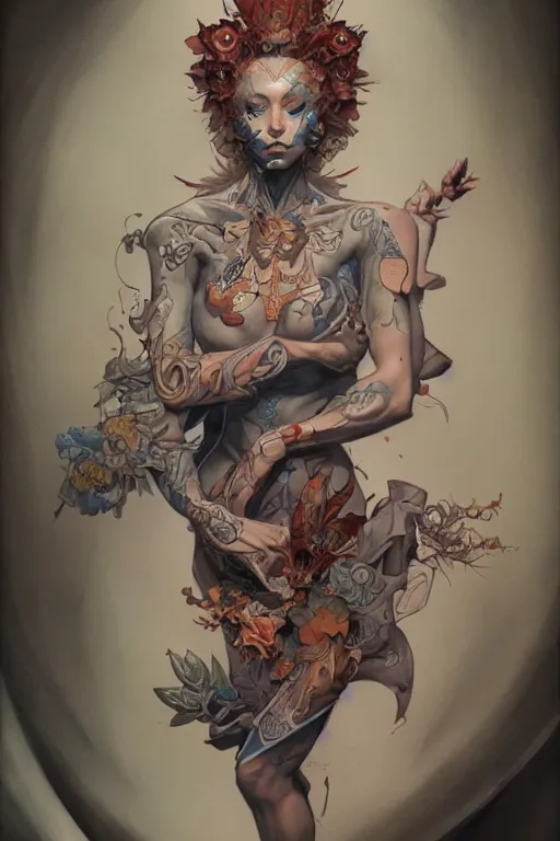 Image similar to tattoo design by james jean and peter mohrbacher and craig mullins