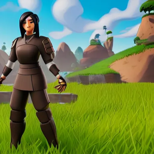 Image similar to toph beifong in fortnite, blind eyes, character render, full body shot, highly detailed, in game render