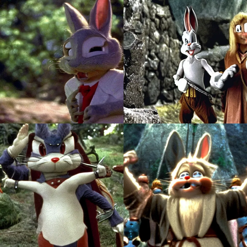 Prompt: bugs bunny in a still from peter jackson's the lord of the rings