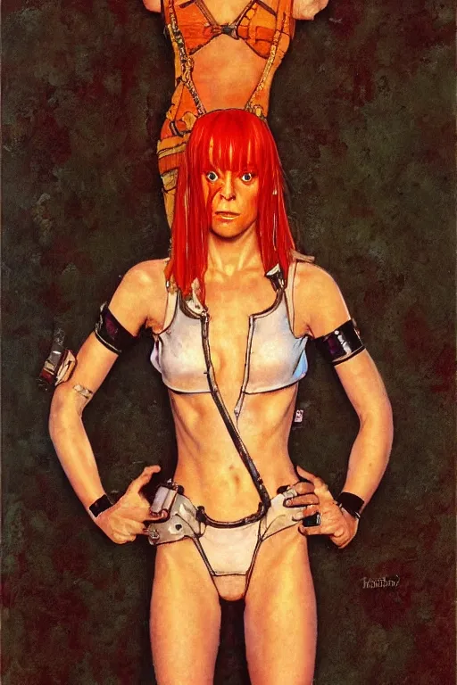 Image similar to Leeloo from the movie The Fifth Element painted by Norman Rockwell