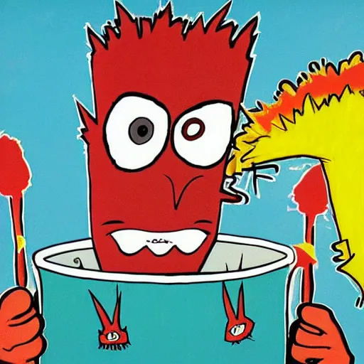 Prompt: aqua teen hunger force by basquiat