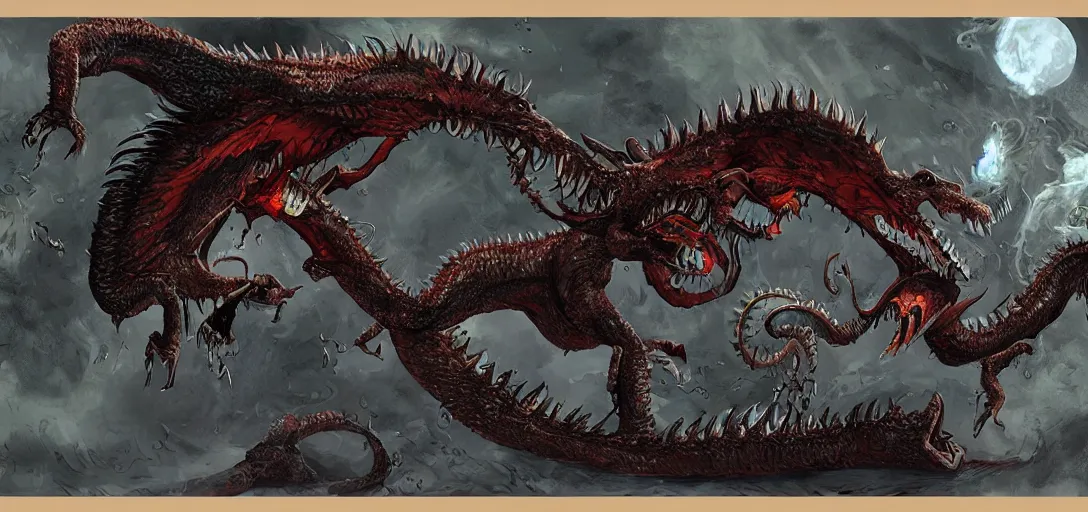 Image similar to concept art of dragon attack, lovecraftian, lots of teeth, melting horror, feathers, fighting the horrors of the unknown with laser guns