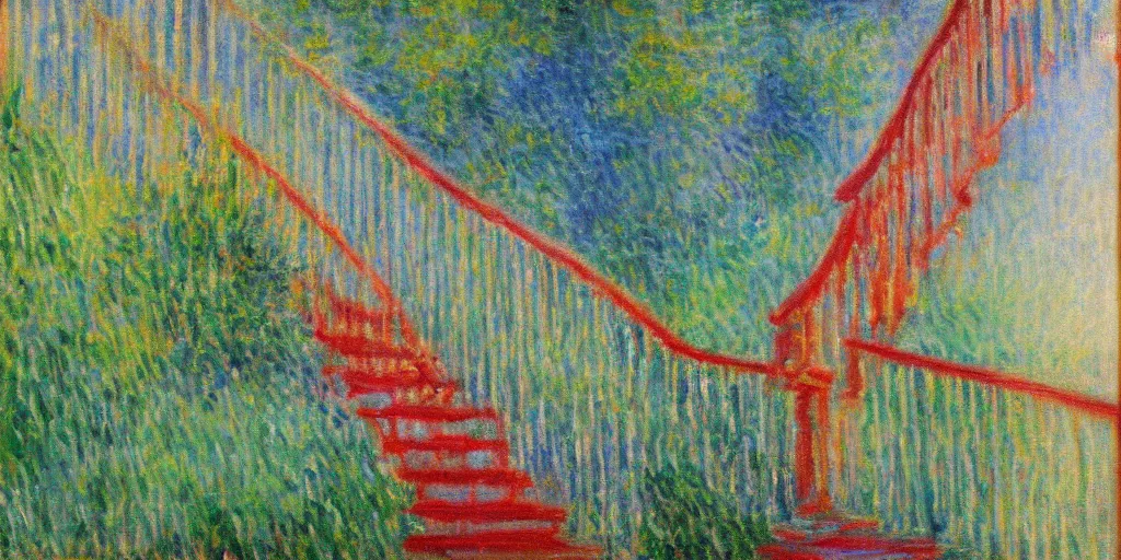 Prompt: couchstairs in the style of monet