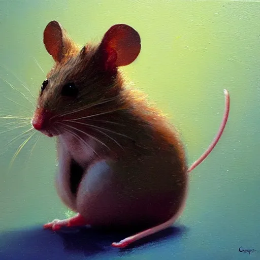 Image similar to a beautiful, soulful oil painting of a mouse by craig mullins