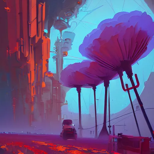 Prompt: a graph style gauche impasto oil paint flowers, steampunk art by james gilleard, cgsociety, retrofuturism, synthwave, retrowave, outrun, autumn color.