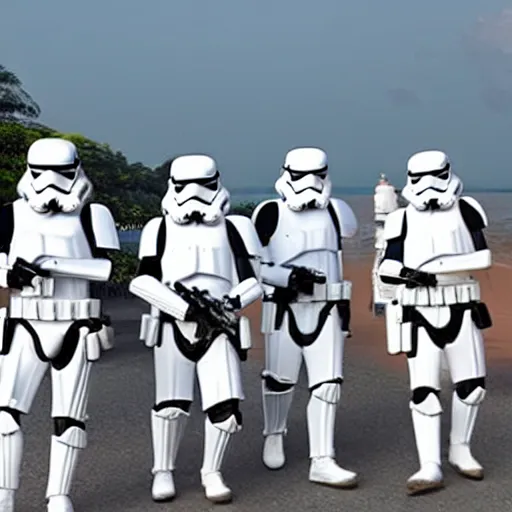 Image similar to storm troopers vacationing in pattaya thailand, photoreal