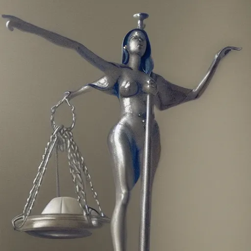 Image similar to Lady justice balancing her scale on one side high end samsung phone and on the other side a corona virus. cinematic lighting, high quality 8k hd, oil on canvas, hyperralistic art