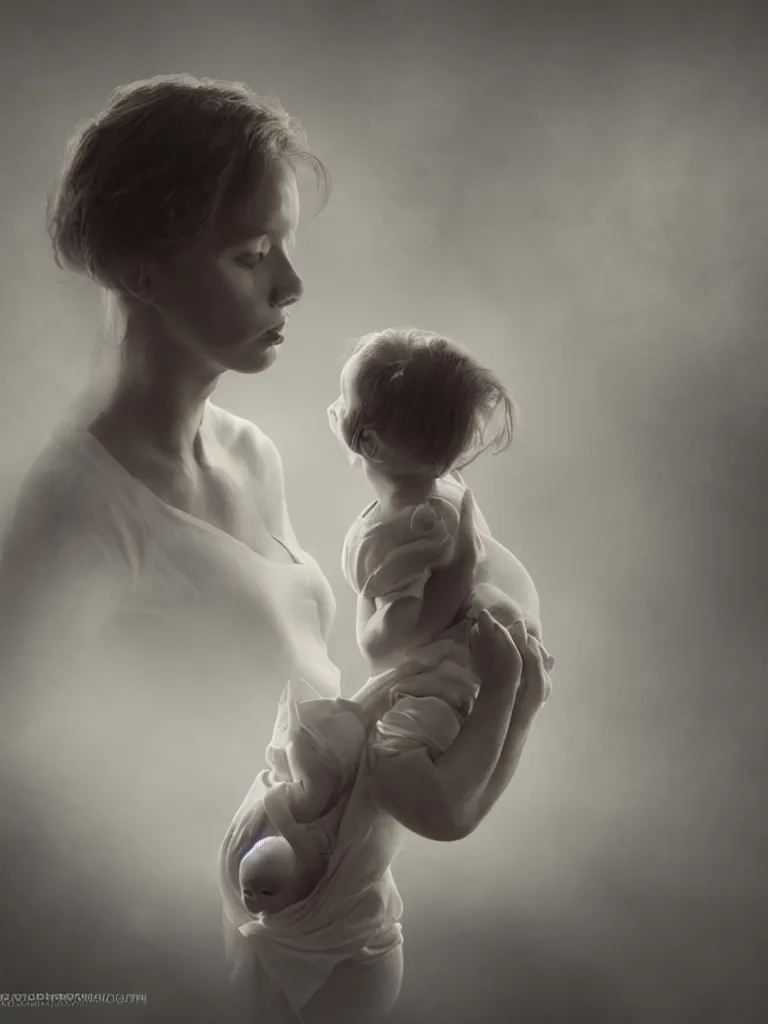 Image similar to motherhood, concept art, dramatic lighting, blunt borders, rule of thirds