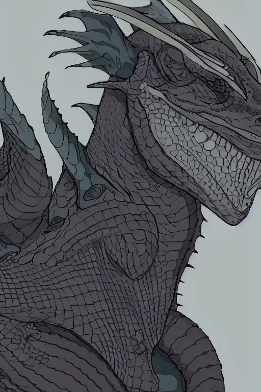 Image similar to lizardman, gray scales, anime, hd,