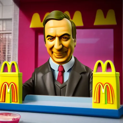 Prompt: saul goodman plastic mcdonalds toy realistic photo