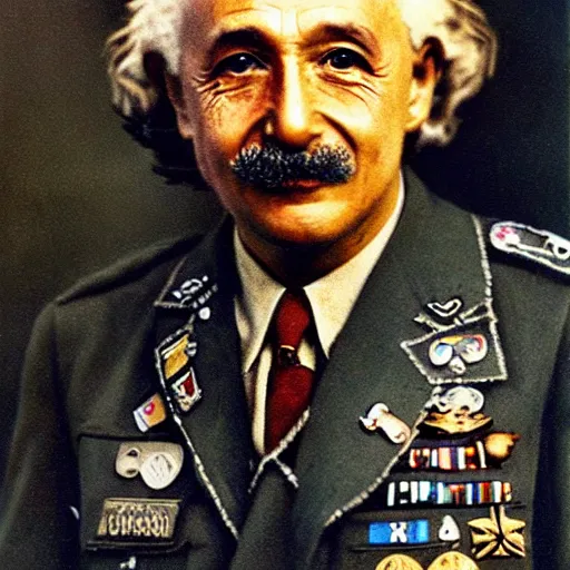 Prompt: world war 2 pilot einstein portrait