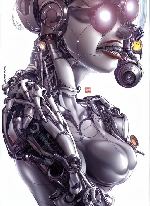 Image similar to portrait of a beautiful cyborg woman by Yukito Kishiro, biomechanical, hyper detailled, trending on artstation