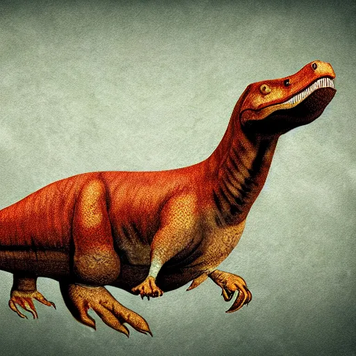 Image similar to modern twitter paleoart of a tyrannosaurus, digital art