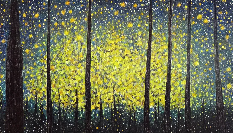 Prompt: Painting of a great forest in style of starry night