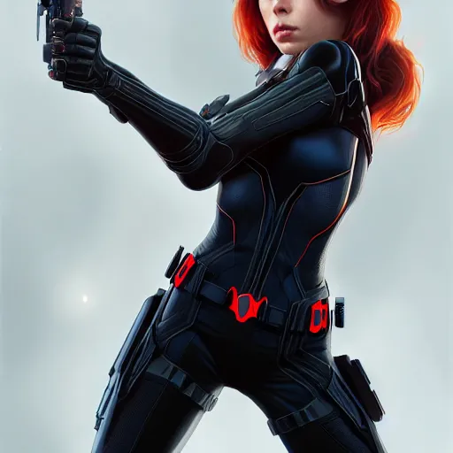 Image similar to Ava Adams as black widow, au naturel, hyper detailed, digital art, trending in artstation, cinematic lighting, studio quality, smooth render, unreal engine 5 rendered, octane rendered, art style by klimt and nixeu and ian sprigger and wlop and krenz cushart