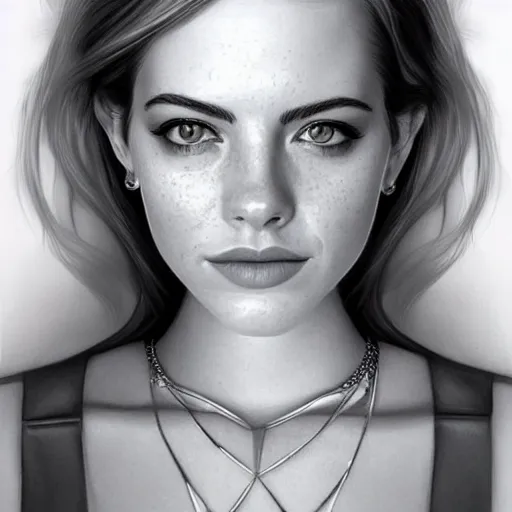 Image similar to portrait of a hybrid of emma stone and emma roberts and emma watson, photo realistic, highly detailed, perfect face, art by artgerm
