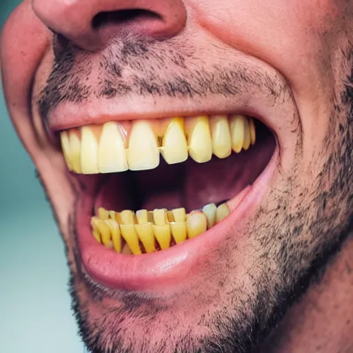 Image similar to man covered in human teeth