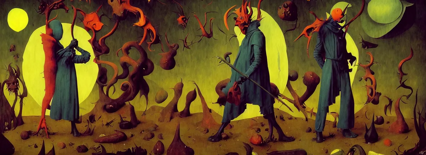 Image similar to full - body surreal colorful demon rpg character concept art anatomy, action pose, very coherent and colorful high contrast masterpiece by norman rockwell franz sedlacek hieronymus bosch dean ellis simon stalenhag rene magritte gediminas pranckevicius, dark shadows, sunny day, hard lighting, reference sheet white! background