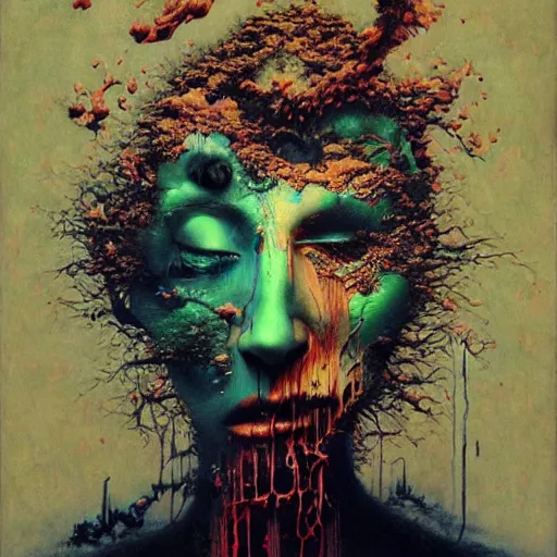 Prompt: A 3D render of music, industries, toxic waste, gothic, rich deep colors. Beksinski painting, part by Adrian Ghenie and Gerhard Richter. art by Takato Yamamoto. masterpiece