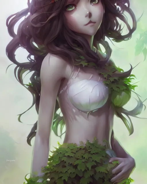 Image similar to character concept art of an anime dryad | | cute - fine - face, pretty face, realistic shaded perfect face, fine details by stanley artgerm lau, wlop, rossdraws, james jean, andrei riabovitchev, marc simonetti, and sakimichan, tranding on artstation