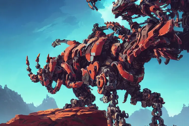 Image similar to fireclaw machine mecha animal beast robot of horizon forbidden west horizon zero dawn bioluminiscence, behance hd by jesper ejsing, by rhads, makoto shinkai and lois van baarle, ilya kuvshinov, rossdraws global illumination