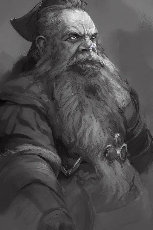 Image similar to Concept art of a dwarf by Even Amundsen, pencil