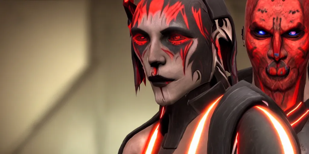 screenshot of a sith zabrak with red skin, facial | Stable Diffusion