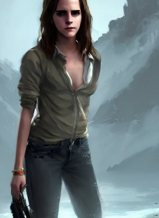 Image similar to highly detailed full body portrait of emma watson gta 5 art, seductive, unreal engine, fantasy art by greg rutkowski