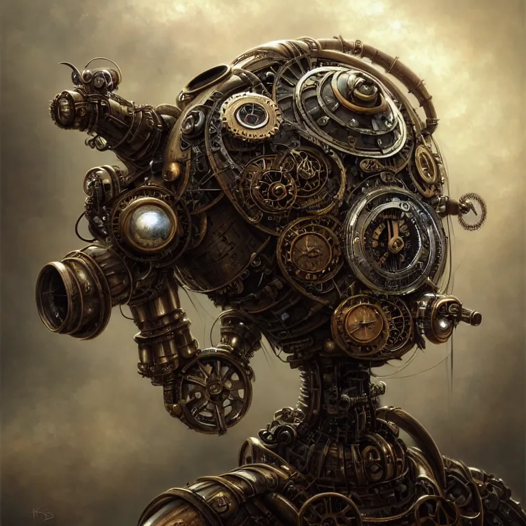 Image similar to portrait shot of a steampunk robot bug, unreal engine realistic render, 8 k, micro detail, intricate, elegant, highly detailed, centered, digital painting, artstation, smooth, sharp focus, illustration, artgerm, tomasz alen kopera, peter mohrbacher, donato giancola, joseph christian leyendecker, wlop, boris vallejo