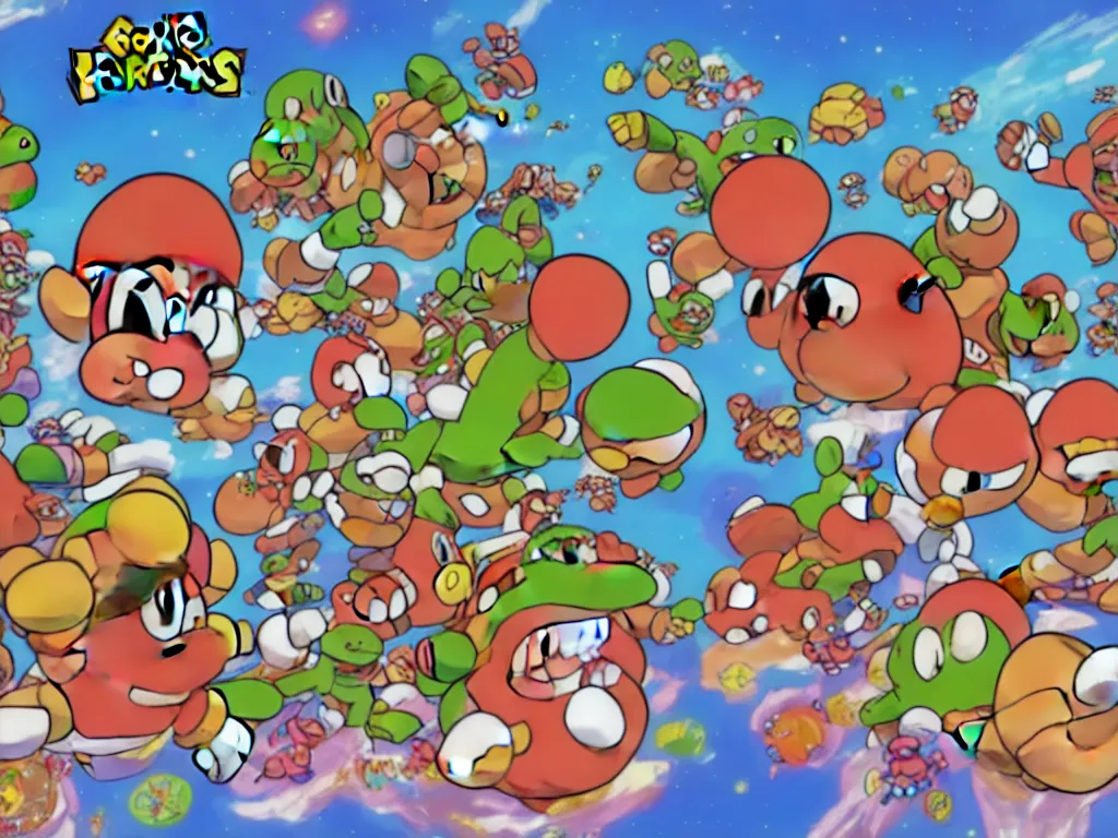 Image similar to goombas fighting with koopas fly to universe, 8 k