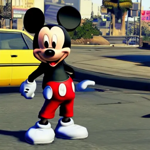 Prompt: mickey mouse in gta v, 4 k