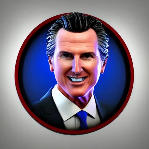 Prompt: Dartboard in the shape of Gavin Newsom's face, 3d render, digital art, artstation, hyper realistic, 8k ... distant mountain