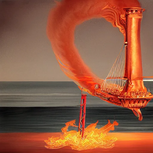 Image similar to burn the harp and cook the crane, digital painting, concept art