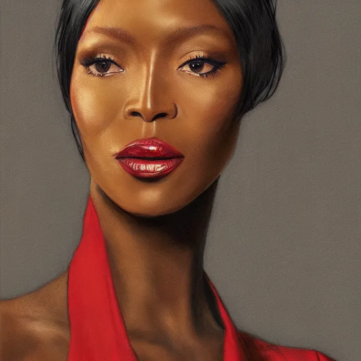 Prompt: Naomi Campbell by Lynette Yiadom-Boakye. details, smooth, sharp focus, illustration, realistic, cinematic, artstation, award winning, rgb , unreal engine, octane render, cinematic light, macro, depth of field, blur, red light and clouds from the back, highly detailed epic cinematic concept art CG render made in Maya, Blender and Photoshop, octane render, excellent composition, dynamic dramatic cinematic lighting, aesthetic, very inspirational, arthouse.