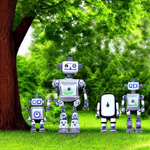 Prompt: Robots protecting a tree