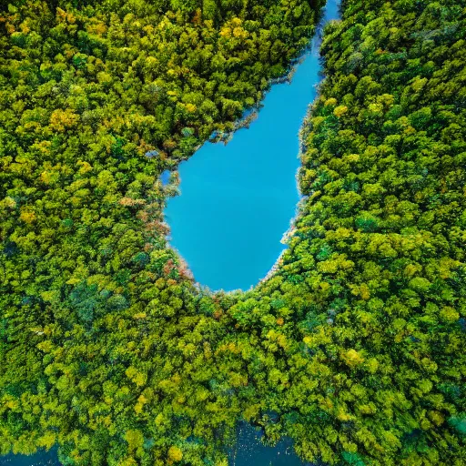 Prompt: color drone photo of a distant planet with lakes and jungles, multiple vibrant colors, rivers, aerial, hyperdetailed, ap photo