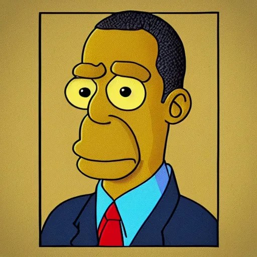 Prompt: “ a portrait of obama in the simpsons ”