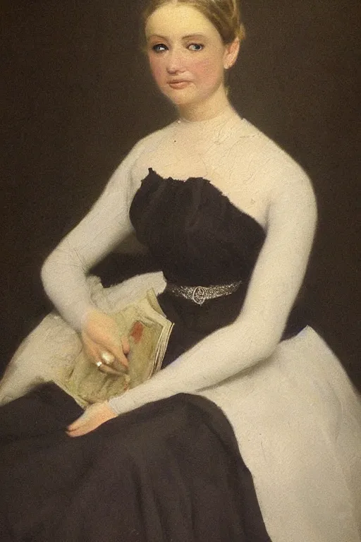 Image similar to a portrait of elsa jean in an 1 8 5 5 painting by elisabeth jerichau - baumann. painting, oil on canvas