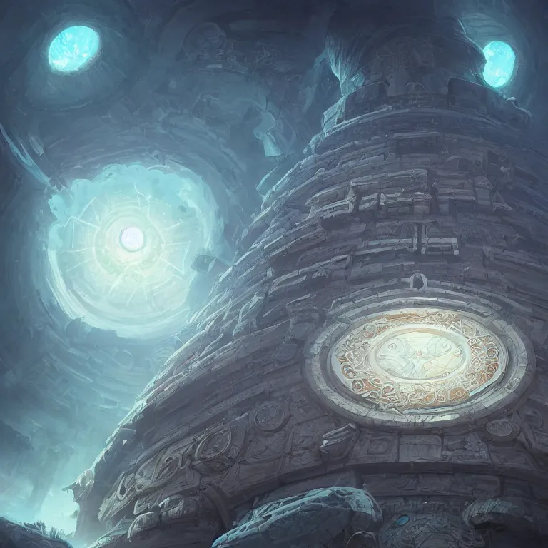 Image similar to Giant Floating Circular Ancient Sacred Sublime Cosmic Structure by Andreas Rocha