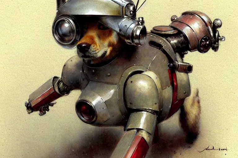 Image similar to adventurer ( ( ( ( ( 1 9 5 0 s retro future robot android dog. muted colors. ) ) ) ) ) by jean baptiste monge!!!!!!!!!!!!!!!!!!!!!!!!! chrome red