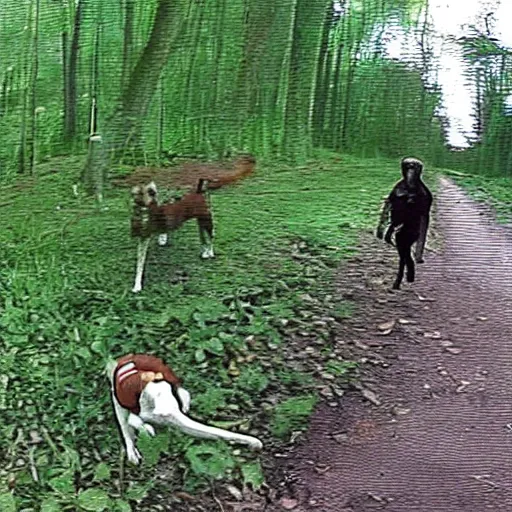 Image similar to banana and dog hybrid trail cam cctv footage