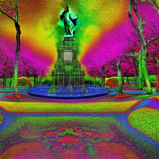 Image similar to psychedelic art of a park in new york