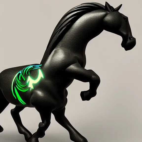 Prompt: RGB gaming horse manufactured by the company Razor