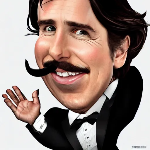 Prompt: caricature of christian bale, professional, silly