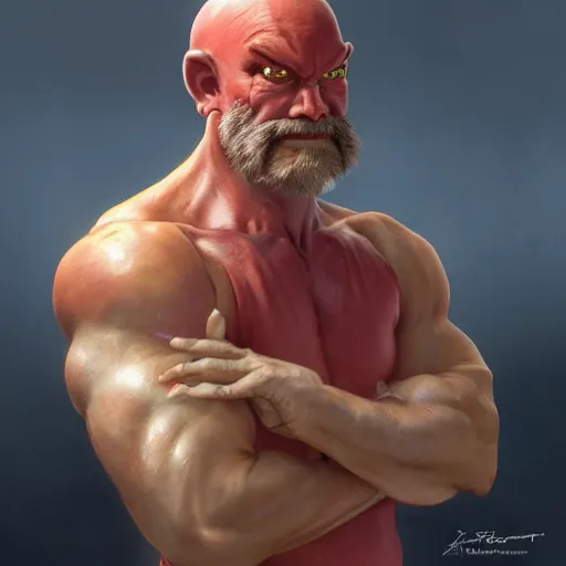 Image similar to david koechner as zangiff from street fighter, flexing, no shirt ultra realistic, concept art, intricate details, eerie, highly detailed, photorealistic, octane render, 8 k, unreal engine. art by artgerm and greg rutkowski and magali villeneuve and alphonse mucha