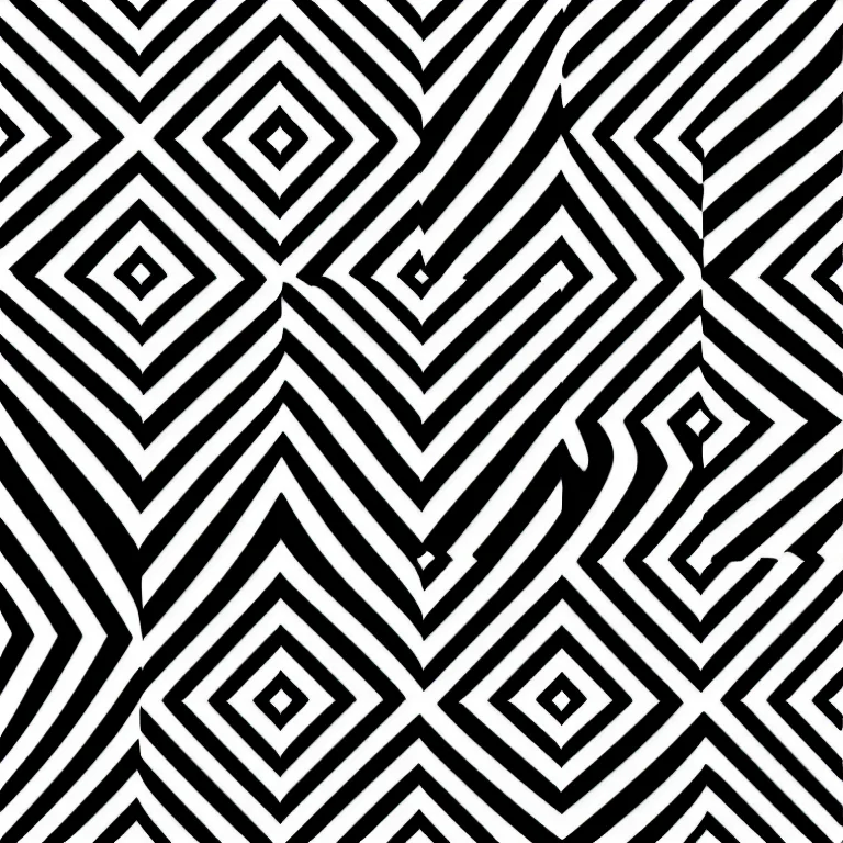 Image similar to illusory motion dazzle two - color symmetry pattern, perlin noise prismatic optical illusion