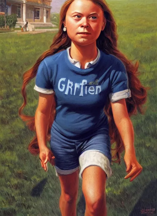 Prompt: greta thunberg, artwork by earl norem, detailed digital art, trending on Artstation