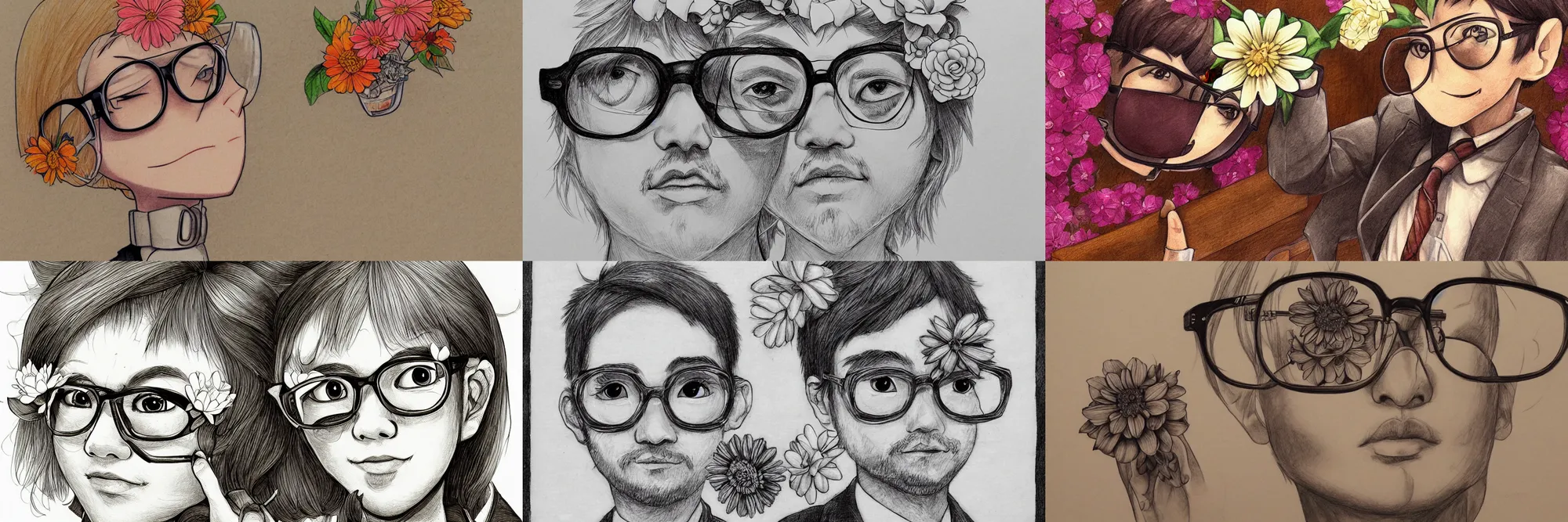 Prompt: detailed toast wearing glasses and a flower illustration by mico suaya