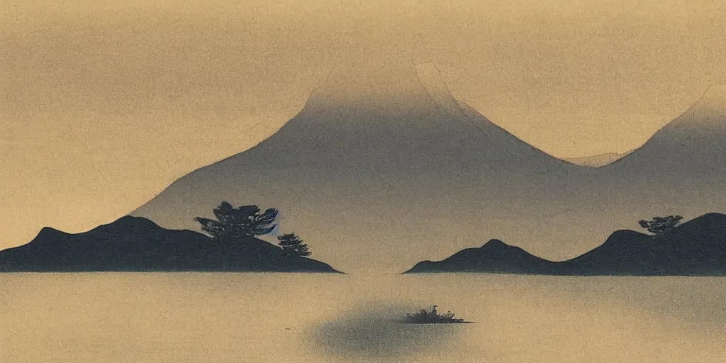 Image similar to savannah mountain range at night by ohara koson, 1 9 1 0